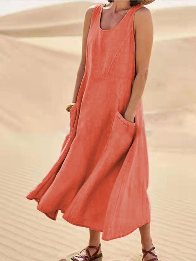 🔥 Last Day Promotion 30% OFF 🔥Women's Sleeveless Cotton And Linen Dress