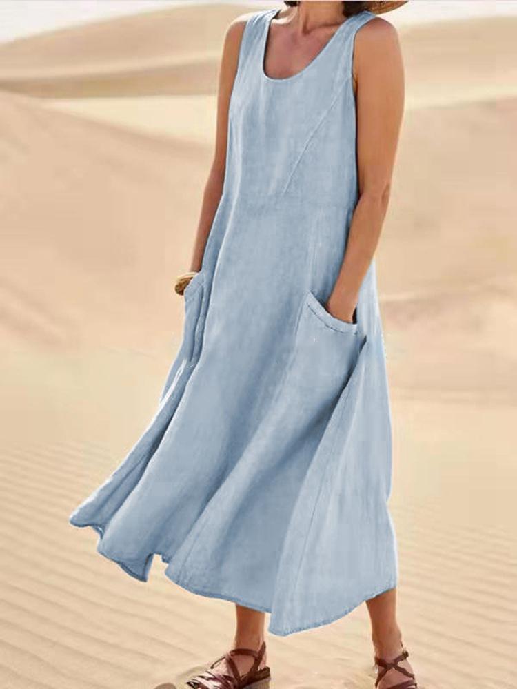 🔥 Last Day Promotion 30% OFF 🔥Women's Sleeveless Cotton And Linen Dress