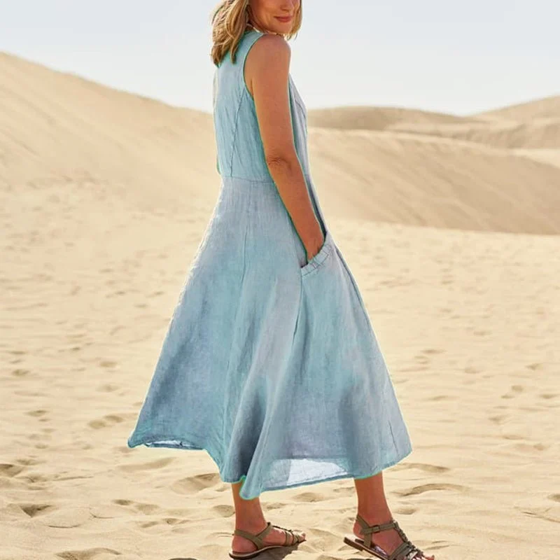 🔥 Last Day Promotion 30% OFF 🔥Women's Sleeveless Cotton And Linen Dress