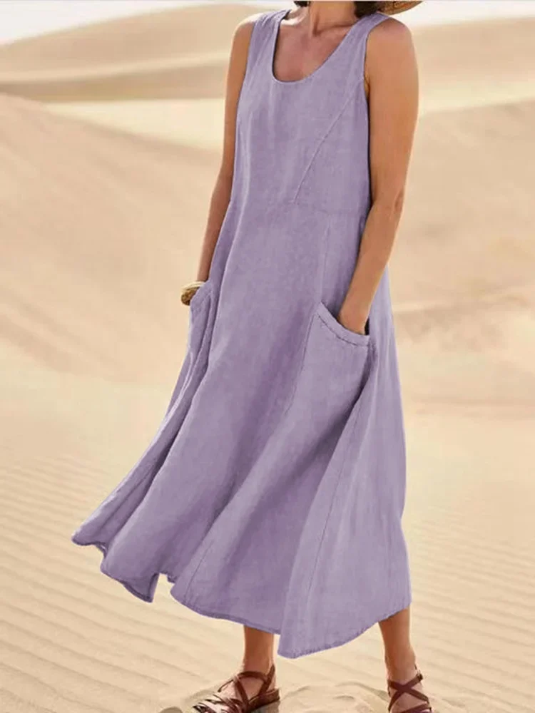 🔥 Last Day Promotion 30% OFF 🔥Women's Sleeveless Cotton And Linen Dress