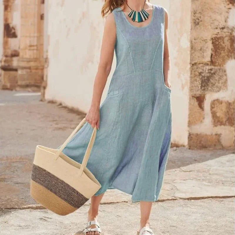 🔥 Last Day Promotion 30% OFF 🔥Women's Sleeveless Cotton And Linen Dress