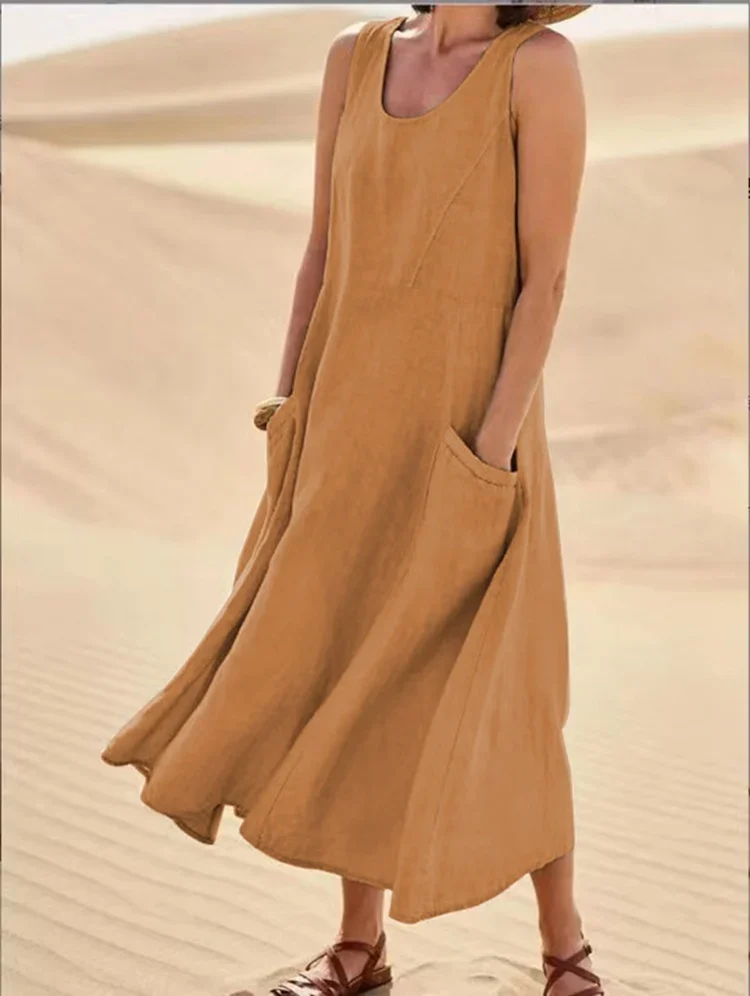 🔥 Last Day Promotion 30% OFF 🔥Women's Sleeveless Cotton And Linen Dress