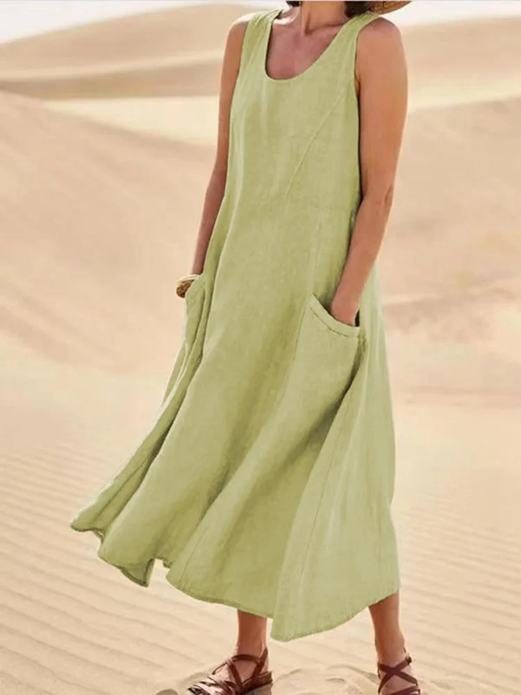 🔥 Last Day Promotion 30% OFF 🔥Women's Sleeveless Cotton And Linen Dress
